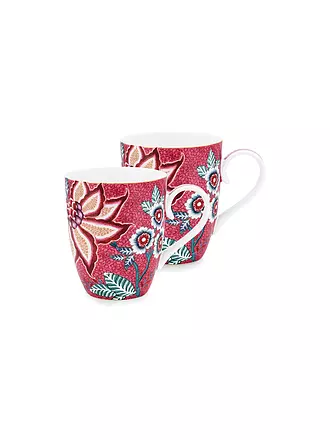 PIP STUDIO | Henkelbecher2er Set Large 350ml Flower Festival Dark Pink | 